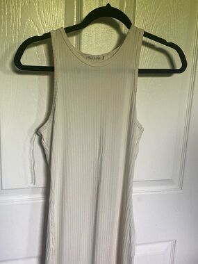 Heart Hips Cream Ribbed High-Neck Tank Dress